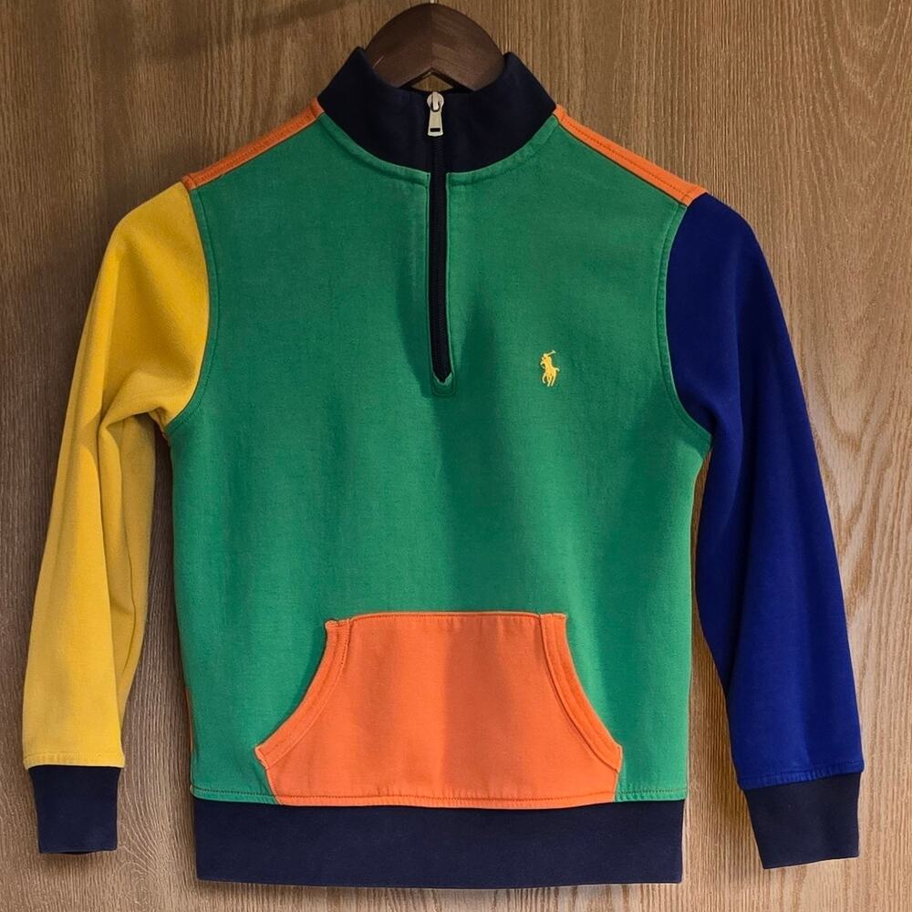 Polo Ralph Lauren Color Blocked Double Knit 1/4 Zip Sweatshirt